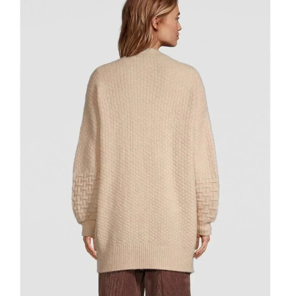Hudson North Open Front Cable Knit Cardigan Oat Beige Size Small - Picture 2 of 9
